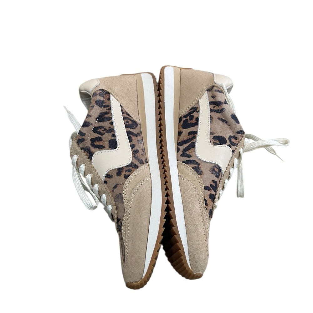 Nwot Dolce Vita Beige tan animal-Print Lace-Up suede fashion Sneakers size 10 - Picture 4 of 9